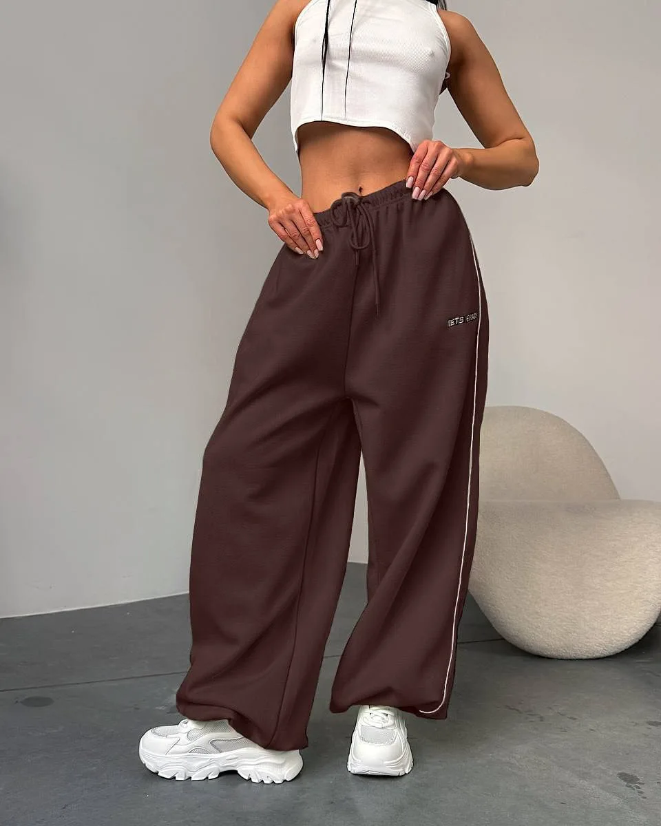 Y2K Amerikaanse zwarte retro hiphop oversized damesmode casual joggingbroek losse joggingbroek hoge taille wijde pijpen streetwear