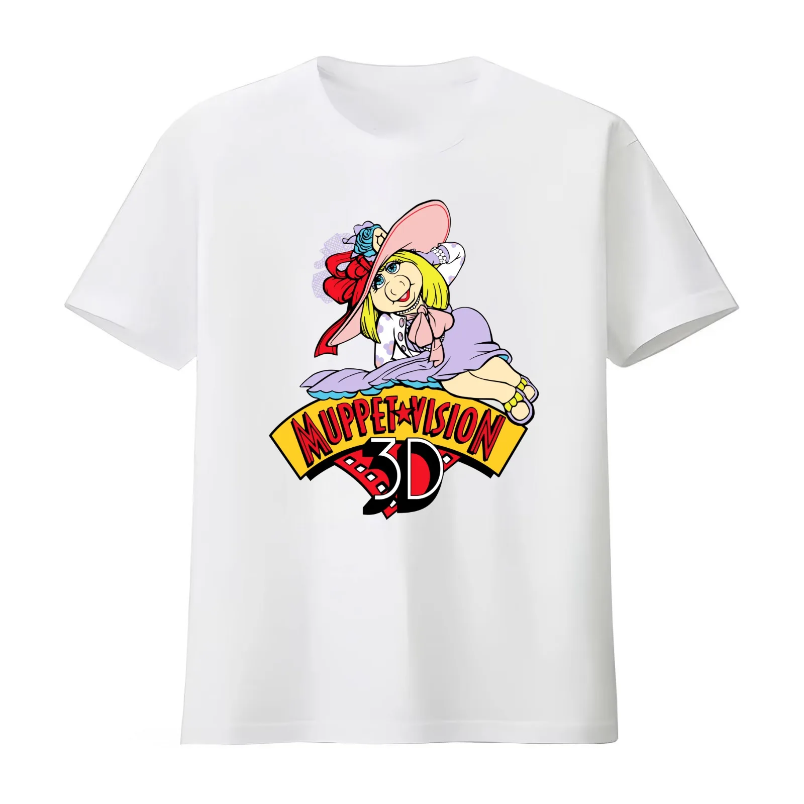Miss Piggy Muppet Vision 3D T-Shirt Summer Casual Cotton Tee Oversized Streetwear Tops Vintage Graphic Print 100% Cotton