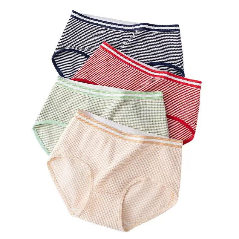women's panties preppy striped underwear casual sports pure cotton soft and comfortable women's briefs