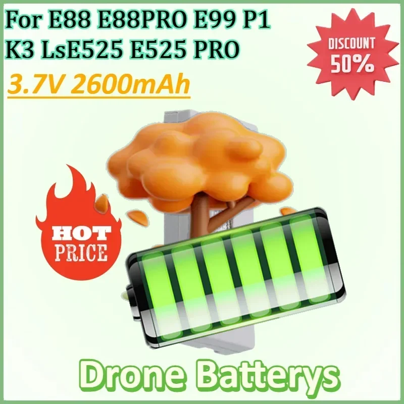 

RC Drone Battery 3.7V 2600mAh for E88 E88PRO E99 P1 K3 LsE525 E525 PRO Mini Uav Drone Battery Special Battery Rc Parts