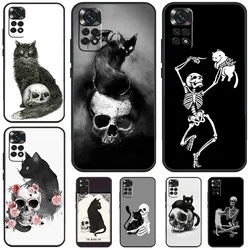 Black Cat Skull Goth Witch Case For Xiaomi Redmi Note 12 9 10 11 13 Pro Plus 9S 10S 11S 12S Redmi 12 10C 12C 13C Cover
