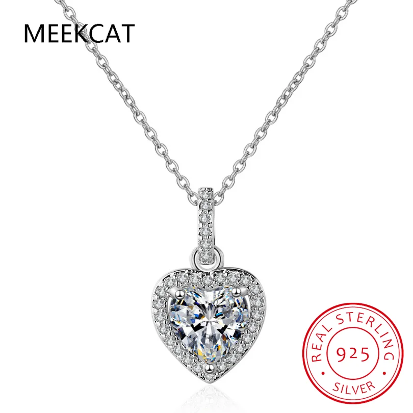 1ct D Color Heart Moissanite Pendant 925 Sterling Silver 40+2+3cm Necklace Wedding Jewelry Wholesale