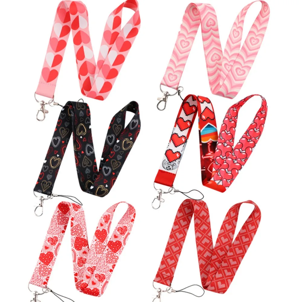 

Badge Holder Long Strap Phone Anti-loss Belt Lanyard Anti-loss Phone Neck Strap Wide Love Heart Mobile Phone Charm Mobile Phone