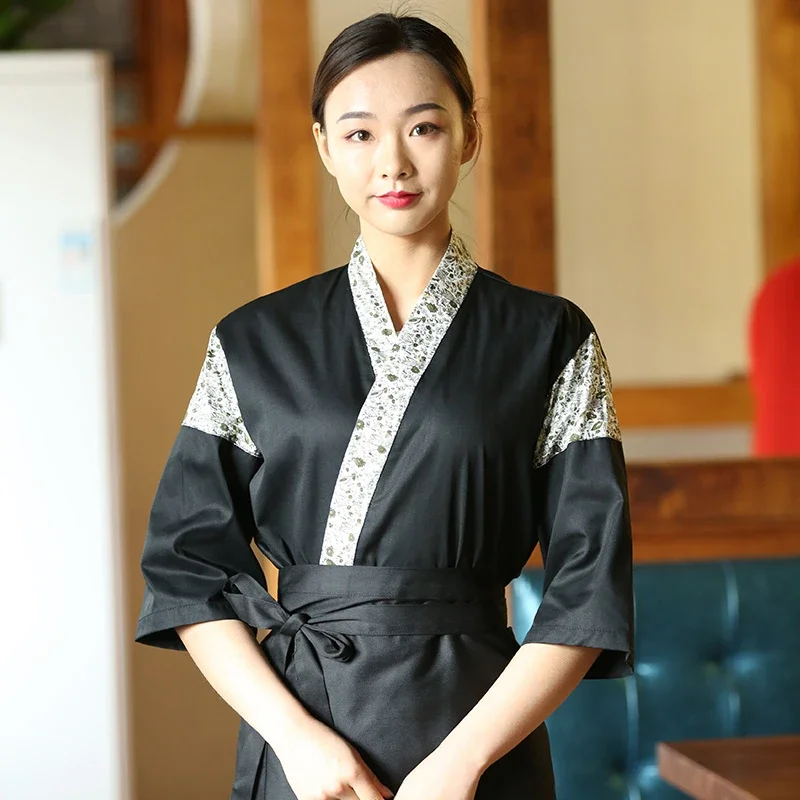 男性女性和風寿司シェフ着物ローブシェフコートジャケットレストランウェイターキッチンコック制服トップス作業服