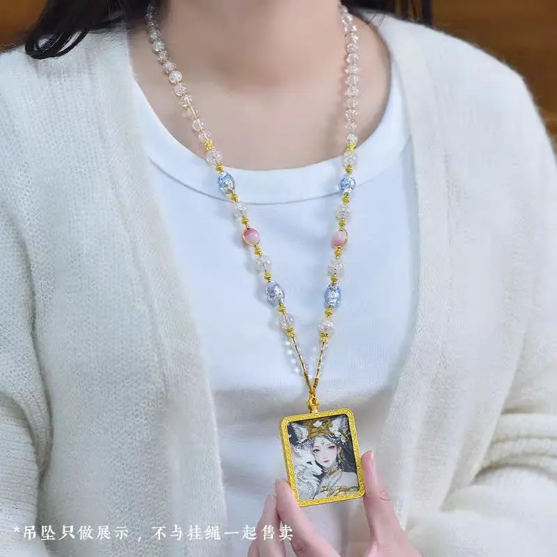 جديد النمط الصيني بوذا العلامة التجارية انفجرت كريستال سلسلة من الخرز Tangka قلادة Gawu صندوق Wuye Zhakiram قلادة سترة محظوظ مجوهرات