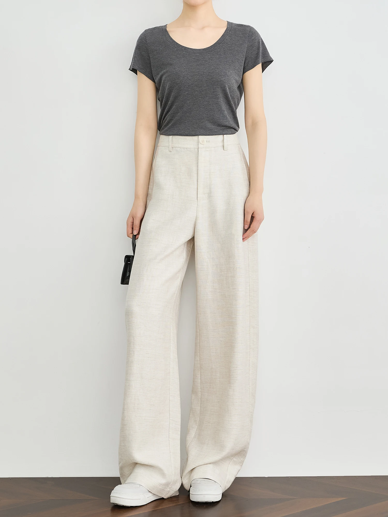 

Женские брюки TUMPUS с высокой талией, широкими штанинами, летние, повседневные, свободного кроя, из воздушного льна, удлиненные, с эффектом похудения, прямого силуэта