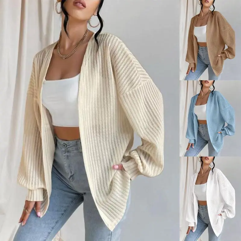 

Женский весенне-осенний повседневный кардиган с широкими плечами и длинными рукавами, свободный и тонкий