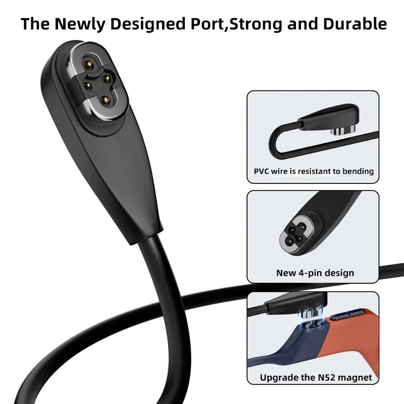 Cable de carga magnético USB tipo C para Shokz Pro S710 USB de carga rápida