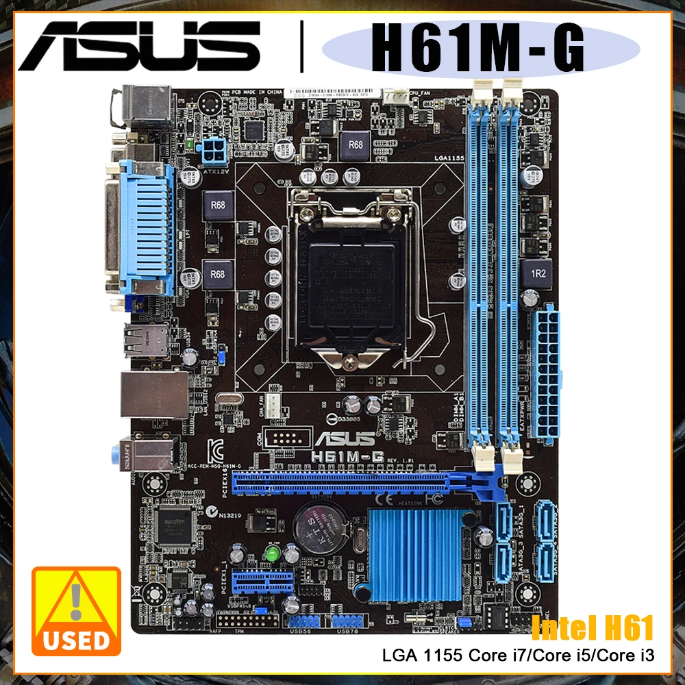 

ASUS H61M-G Motherboard supports i3-2100 i3-2120 i5-2390T CPU LGA 1155 DDR3 Intel H61 SATA II USB3.0 PCI-E 3.0 Micro ATX