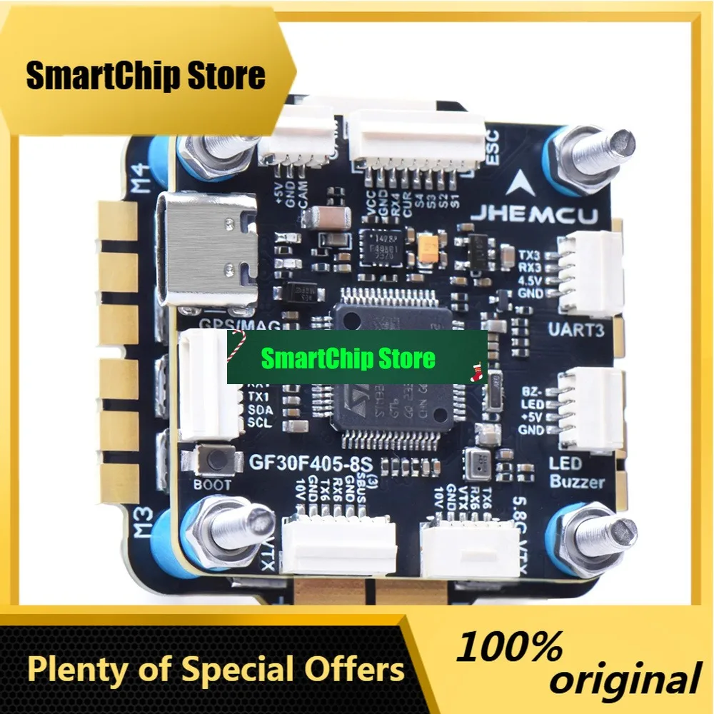 SmCpJHEMCU F405 Flight Controller 8S AM32 80A 32-bit ESC Stack Support GPS WS2812 Programmable LED