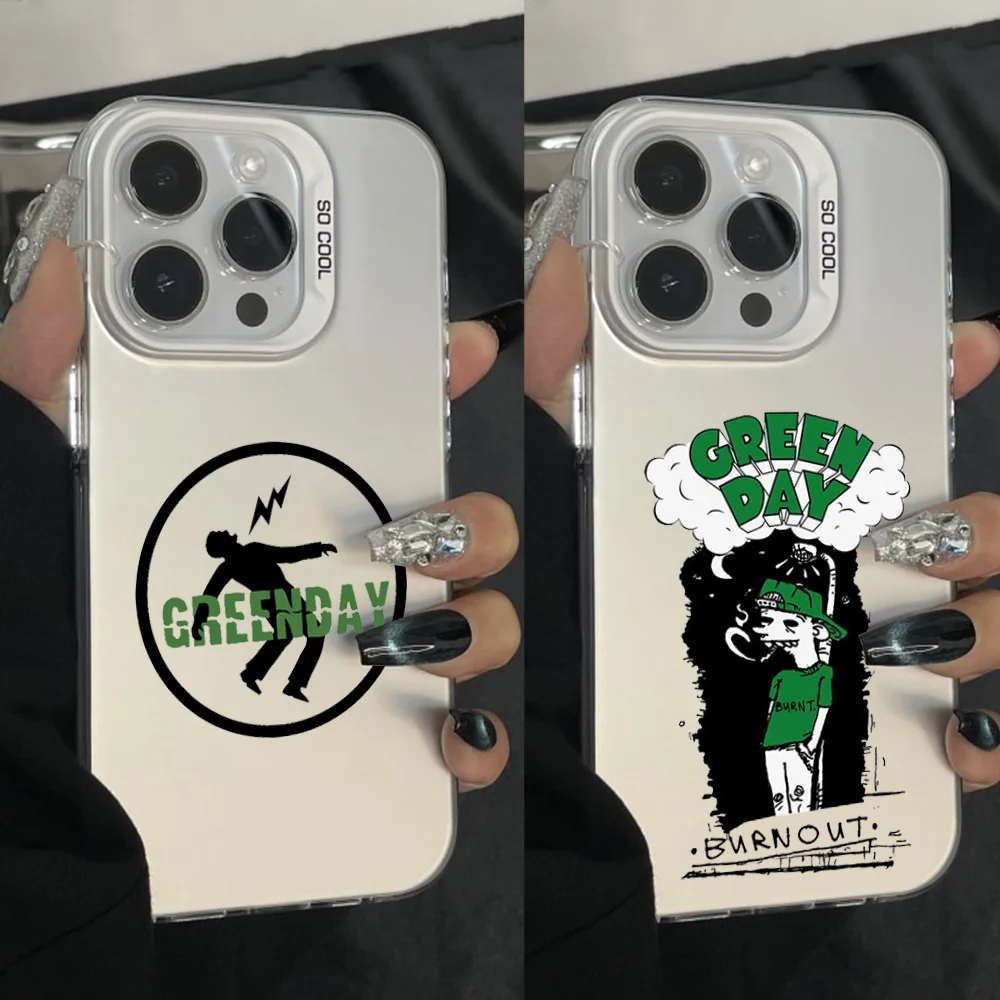 

G-Green Band Day Phone Case For iPhone 16,15,14,13,12,11,Pro,Max,Plus,Mini,XS Anti Fall Gray Silver Matte Hard Bumper
