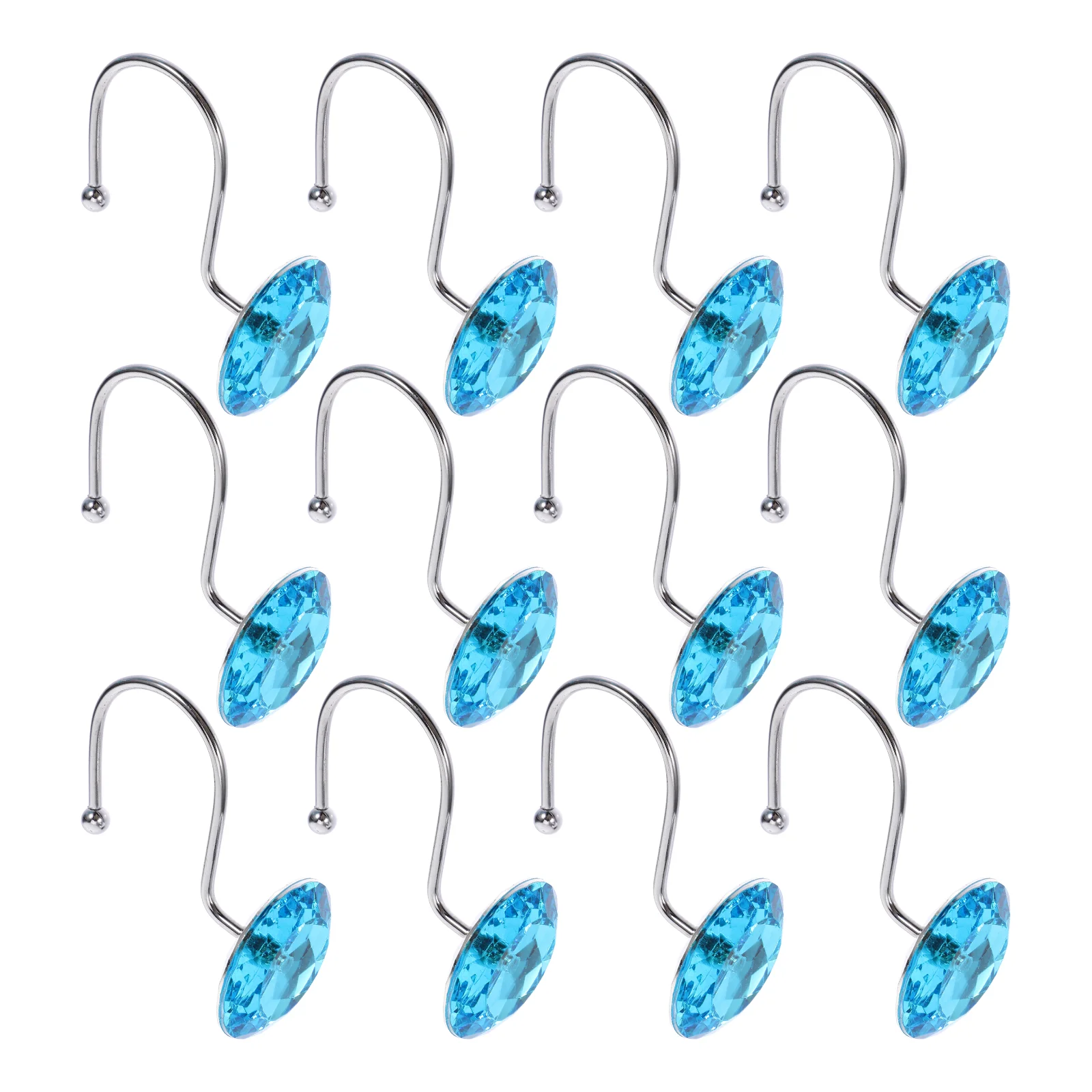 Retro Cortina Ganchos, Haste de chuveiro para cortinas, Cortinas do banheiro, Água Azul Cabides Decorativos, 12 Pcs