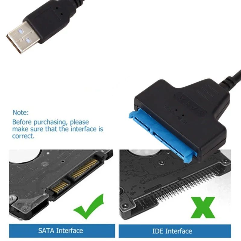 

SATA to USB 3.0/2.0 TYPE-C Cable for 6Gbps USB 2.5" HDD SSD to SATA III Adapter Converter for External Hard Drive Disk 22 Pin