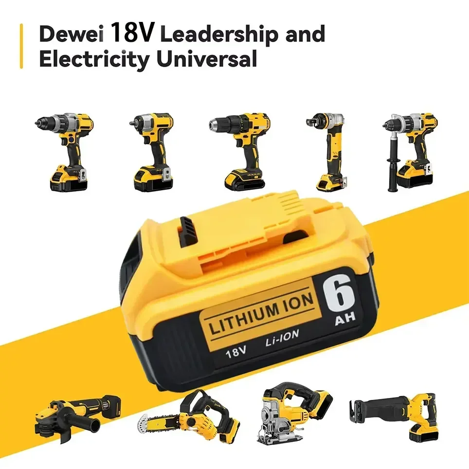 Bateria Recarregável com LED, Substituição Li-ion, Compatível para DeWalt, 18V, 20V, 6000mAh, DCB205, DCB204-2, DCB206, 100%