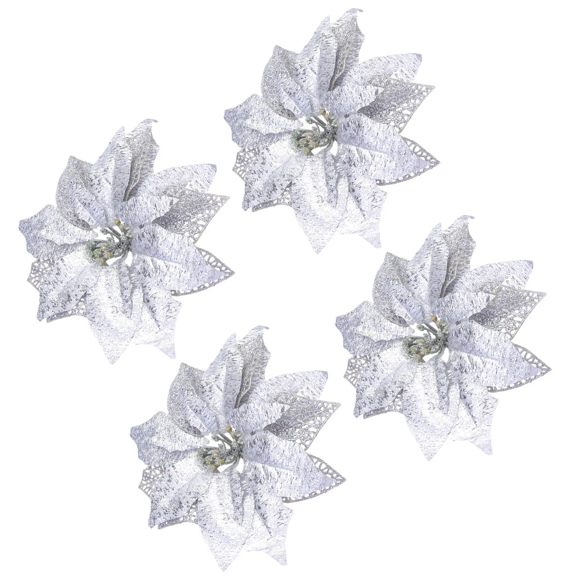 

4pcs Cloth Artificial Flower Diy Handmade Decoration Craft Ornament Party Wedding Home Decorative Flowers Christmas Tree