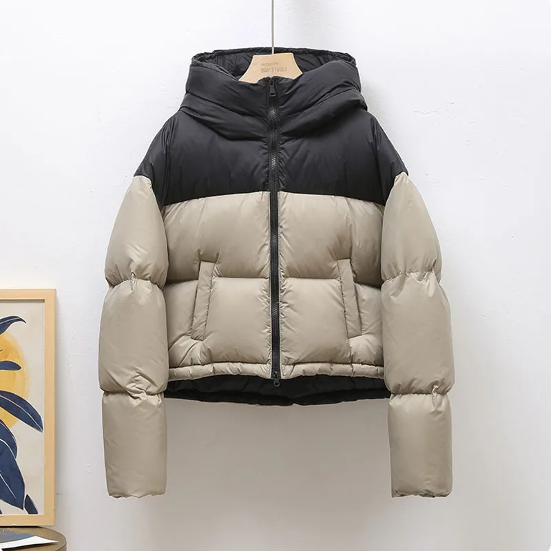 SEDUTMO Winter Duck Down Jackets Women Patchwork Warm Hooded Coat Autumn Casual Quilted Thick Short Pocket Parkas ED2108