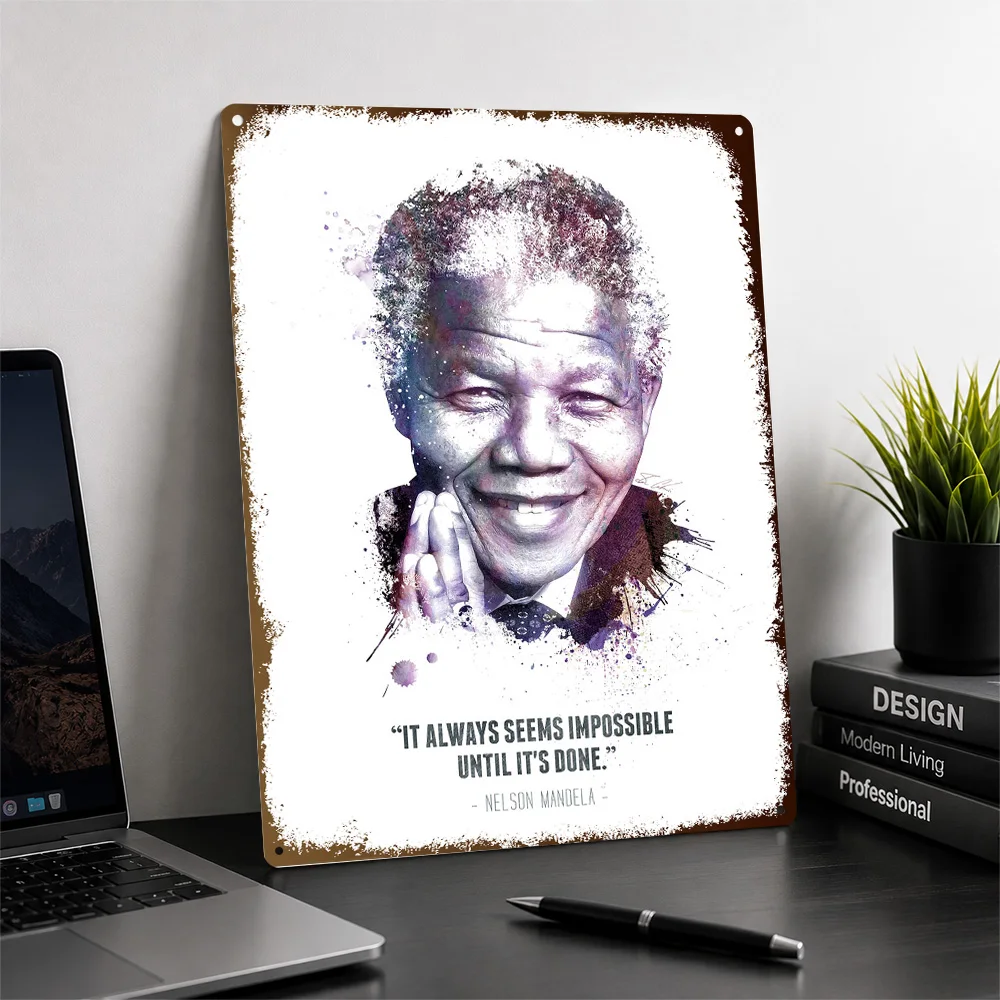 The Legendary Nelson Mandela And His Quote Printed Poster Personalized Aluminum Metal Sign Leadership Wall Art Fits Classrooms