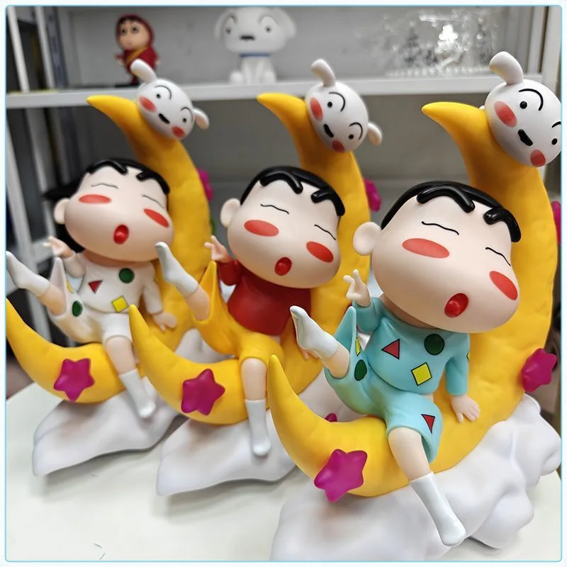 

30cm Crayon Shin-Chan Red Pajamas Moon Night Lights Large Vinyl Ornaments Can Glow Anime Model Trendy Toys Doll Birthday Gift