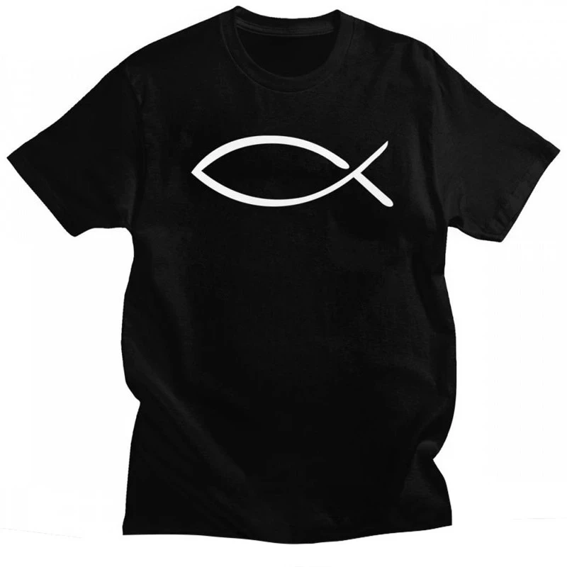 Women's Short-sleeved T-shirt, Unique Jesus Fish Pattern T-shirt, Urban Fashion, Summer Christian T-shirt Summer Streetwear Y2K