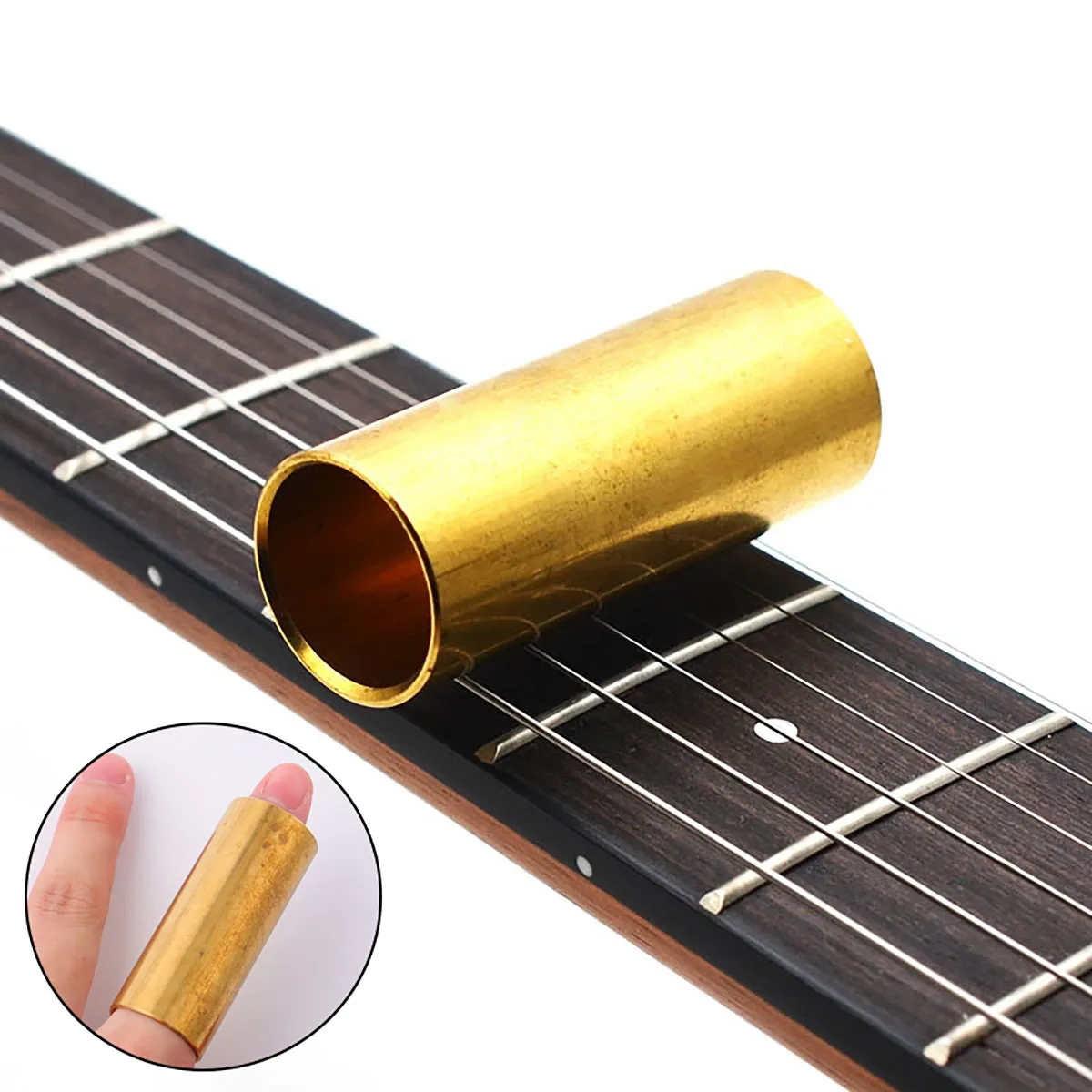 

1pc Brass Slide Universal Standard Metal Slide For Electric Bass Guitar Finger Sleeve Bottleneck Durable Smooth Professional