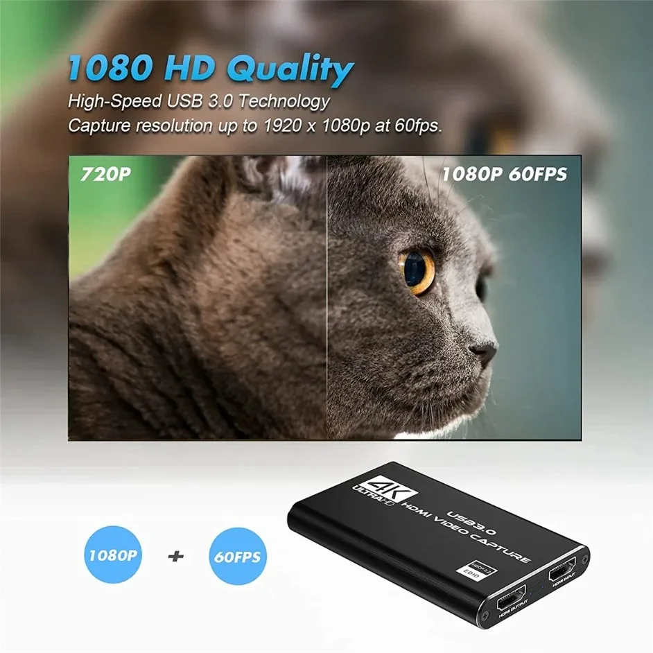 Tarjeta de captura de vídeo Full HD 4K 1080p 60fps caja de grabación de cámara HDTV Compatible con USB 3,0 PC grabador de transmisión en vivo