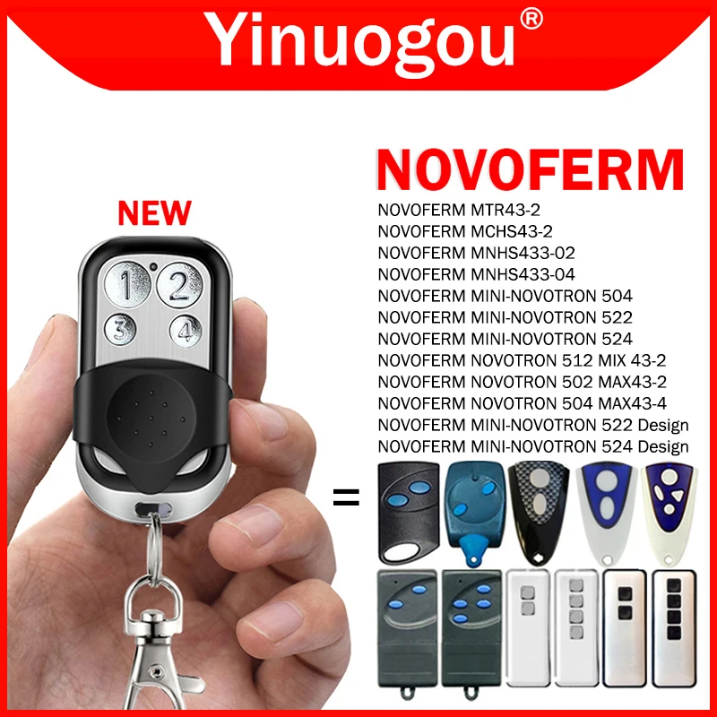 

NOVOFERM NOVOTRON 522 524 502 MAX43-2 504 MAX43-4 512 MIX 43-2 MTR43-2 MCHS43-2 02 04 MNHS433 Garage Door Remote Control 433MHz