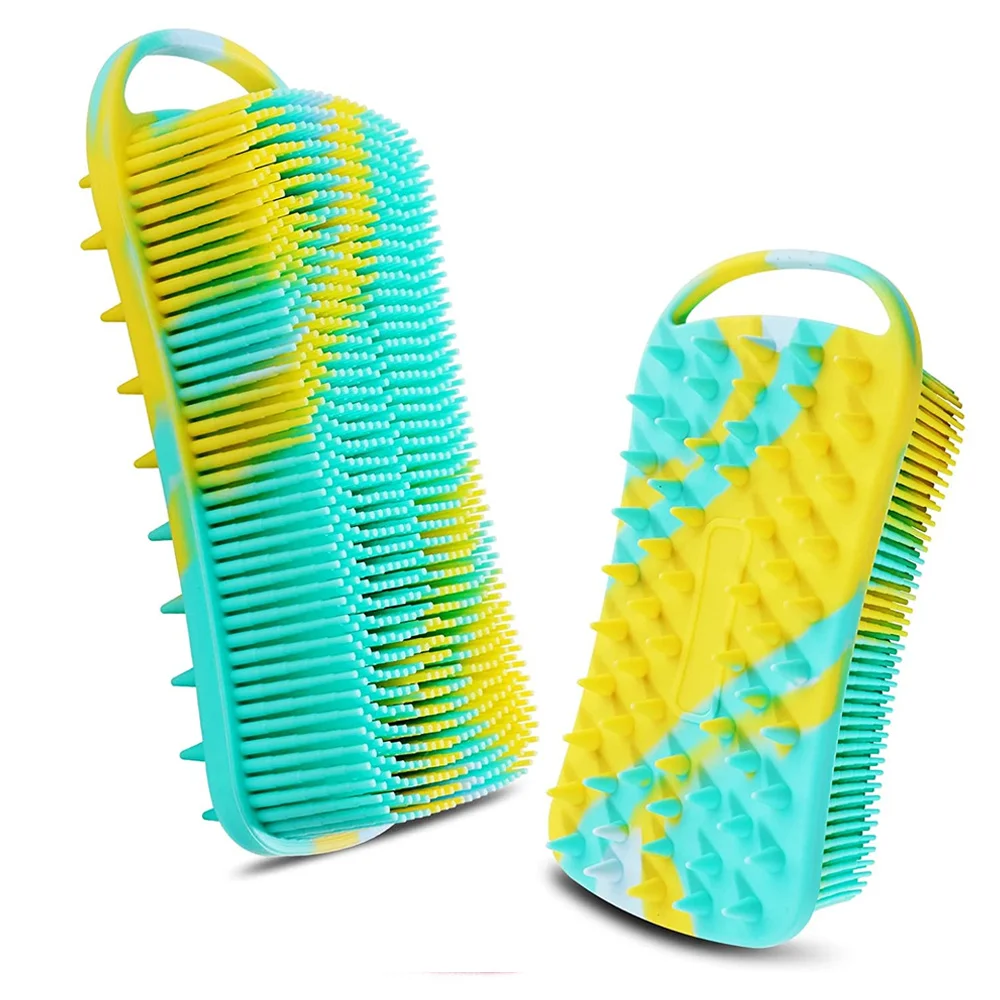 Silicone Body Scrubber 2 in 1 Body Brush & Hair Scalp Brush for Shower and Bath Stimulating Blood Circulation Shower Accessories