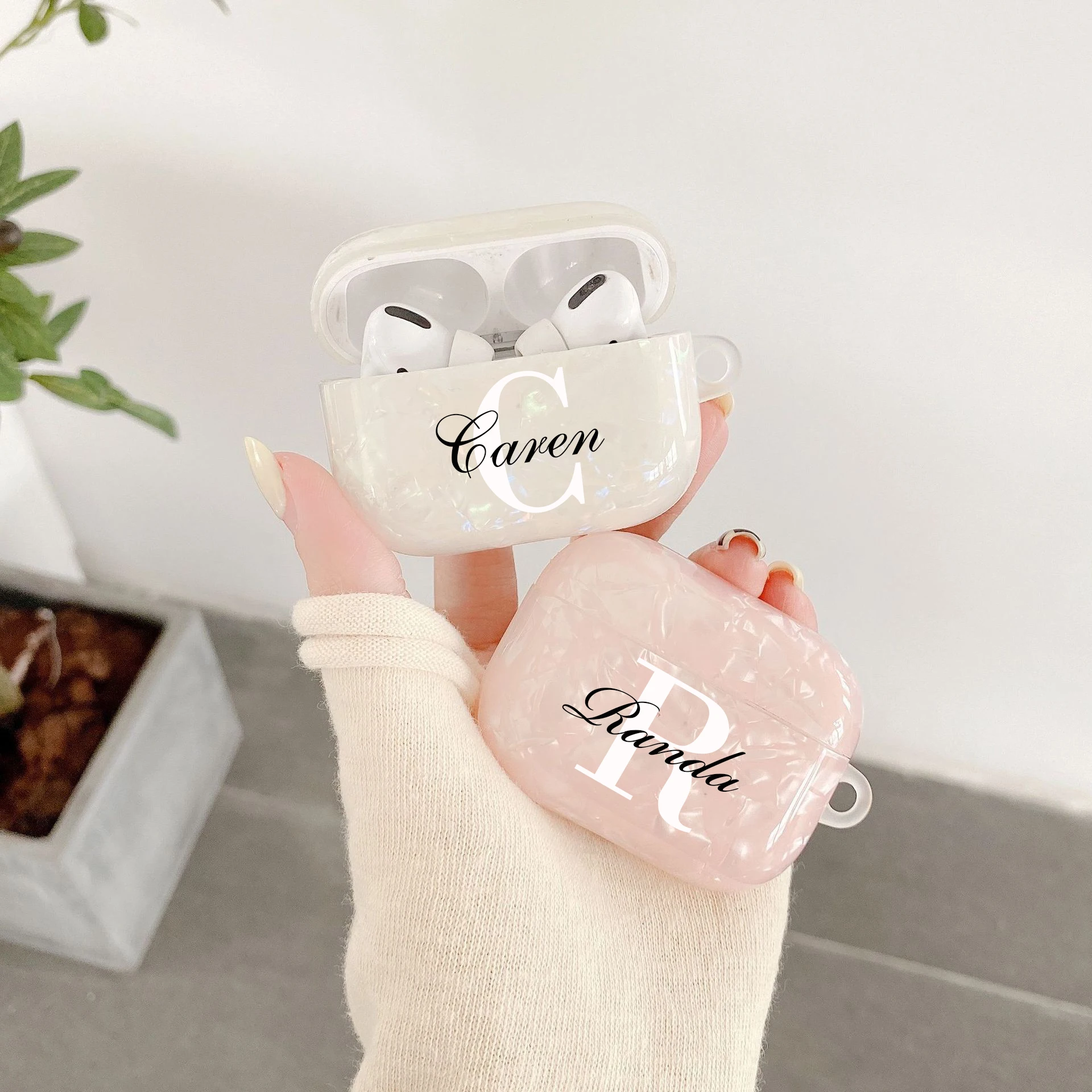 Custom Name Glitter Case For Airpods 1 2 Pro 3 Wireless Bluetooth Headset Protective Personalized Letters Luxury Silicone Cover