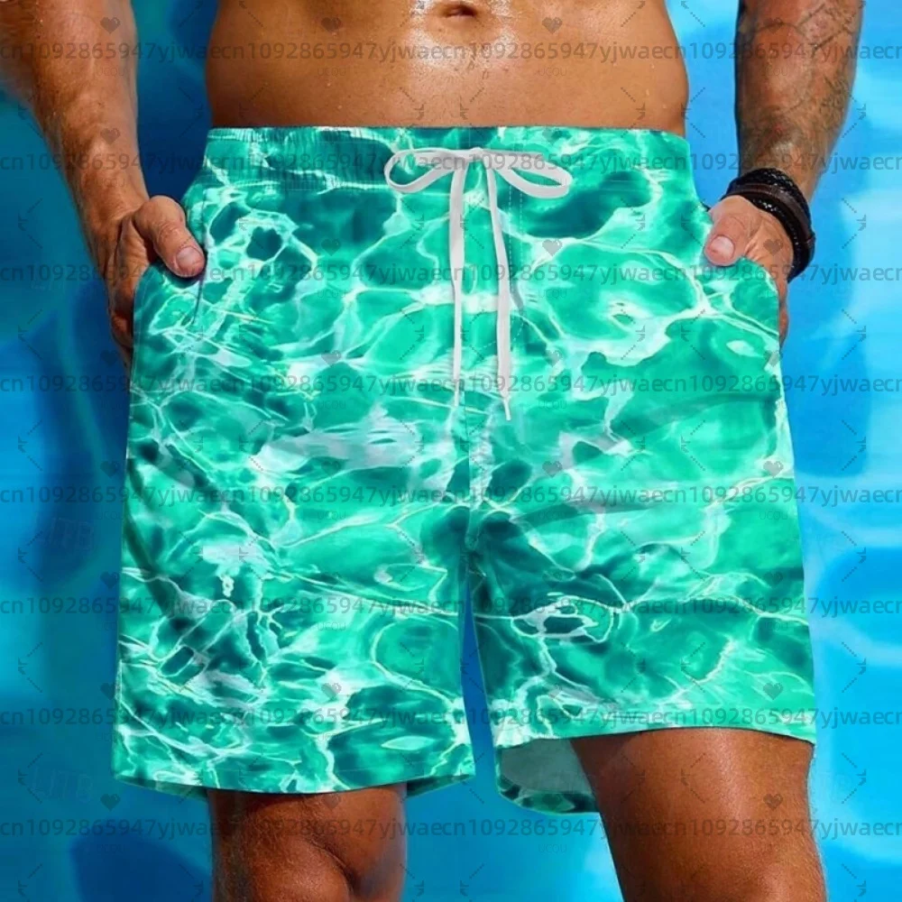 

Летние шорты с 3D-принтом «Водные волны» для мужчин, 2026 год, забавные пляжные шорты с ярким узором, гавайские шорты для серфинга