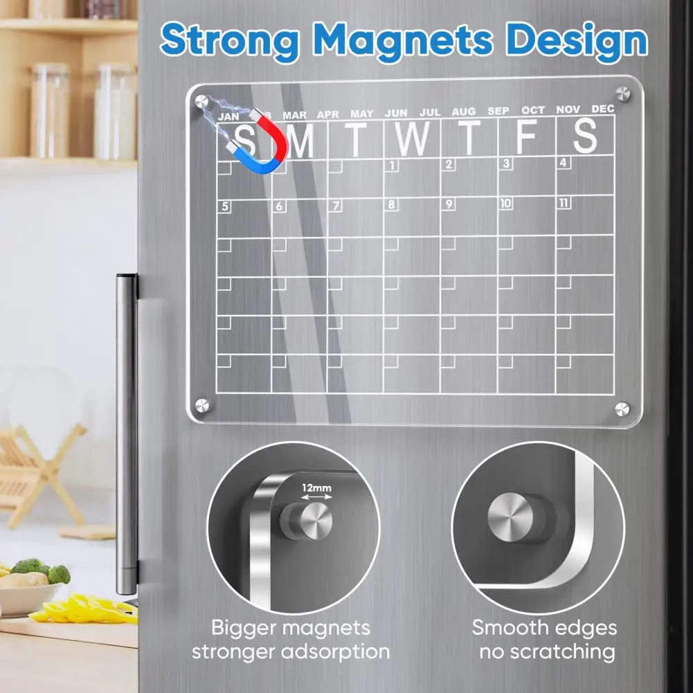 Calendar Magnetic Dry Erase Board Refrigerator Memo Acrylic Magnetic Marker Monthly Schedule Transparent Calendar Fridge Magnet