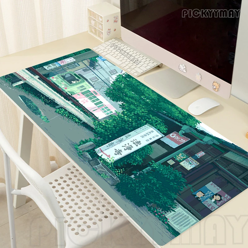 Pixel Street Scene Mouse Pads Gaming Mousepad Gamer Mouse Mat Keyboard Mats Desk Pad Design Mousepads XXL For Computer
