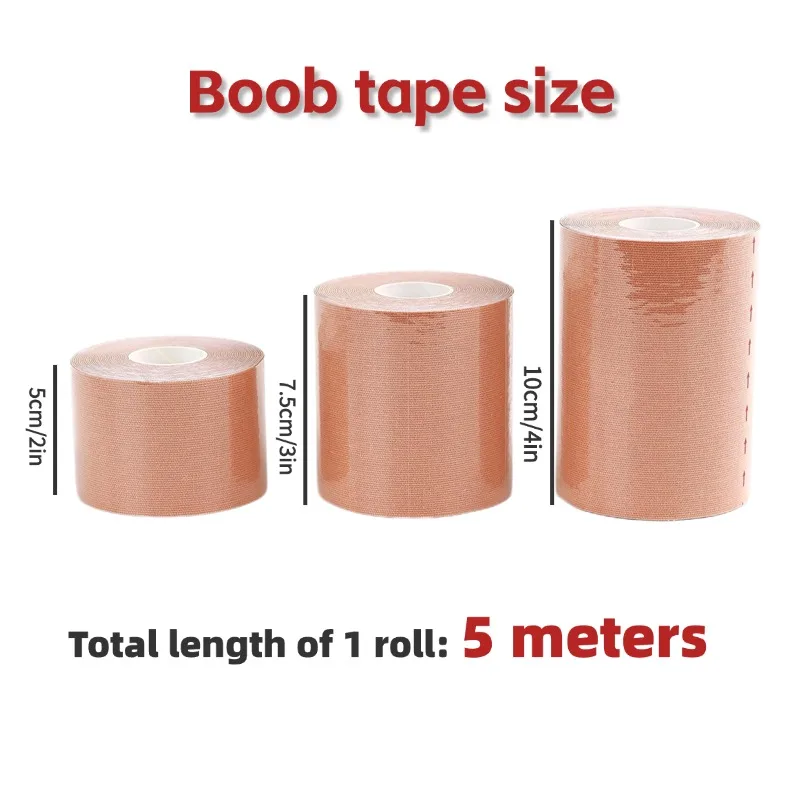 Neue Heiße 5/7,5/10 cm Mehrfarbige Boob Tape Atmungsaktive Klebstoff Klebrige Bhs für Brust Lift Band nippel Pasties Abdeckungen Trägerlosen Bh