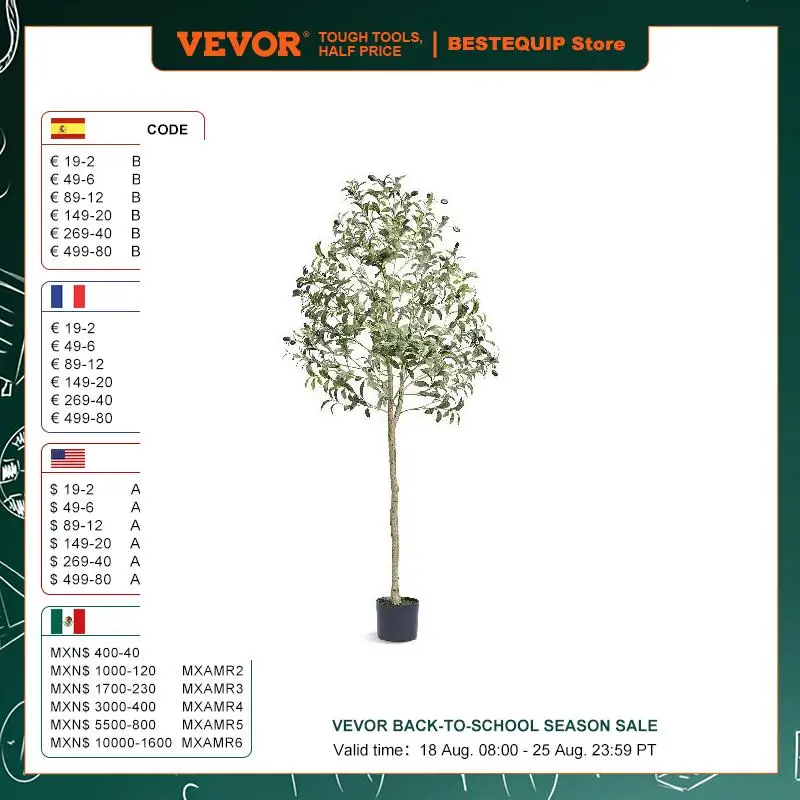 

VEVOR Artificial Olive Tree 4/5/6 FT Tall Faux Plant Secure PE Material & Anti-Tip Tilt Protection Low-Maintenance Tree for Home