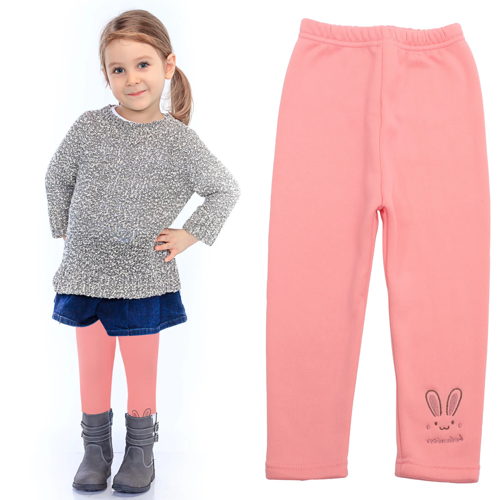 

Warm Pants Thick Thermal Fleece Lined Leggings Cotton Flannel Polyester Kids Girls Winter Cozy Stretchy Leggings