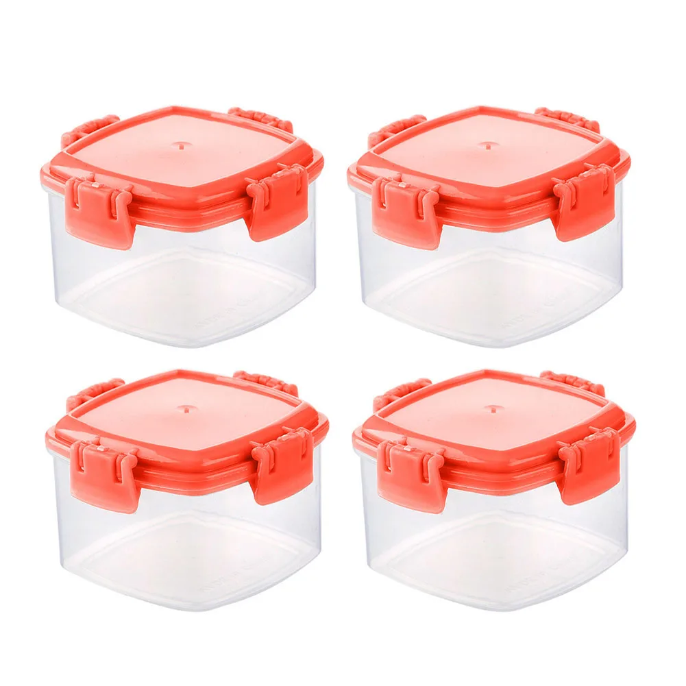 4 Clear 55ml Clip Lock Storage Containers Plastic Food Boxes with Tight Seal Lids for Office School and Travel Snacking