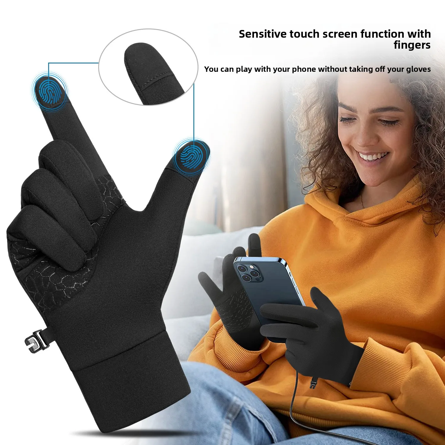 Outdoor Sports Running Cycling Gloves for Men Women  Winter Thin Warm Knitted Touch Screen Gloves Non-Slip Thermal Cold Weather