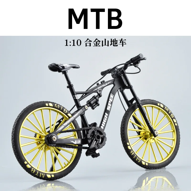 1:10 Scale Simulated Alloy Bicycle Model Metal Mountain Bike Downhill Racing Model Children's Toy Bicycle Ornament Collectible