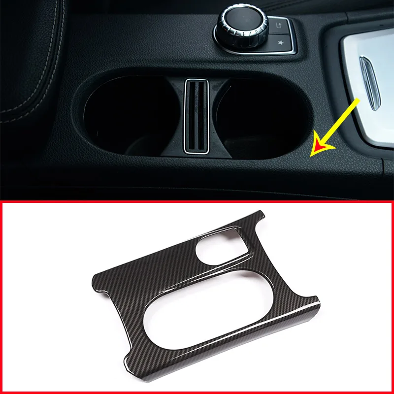 For Mercedes Benz A/GLA/CLA Class C117 W117 W176 X156 2012-17 Carbon Fiber ABS Cup Holder Cover Trim AMG Car Accessory For LHD