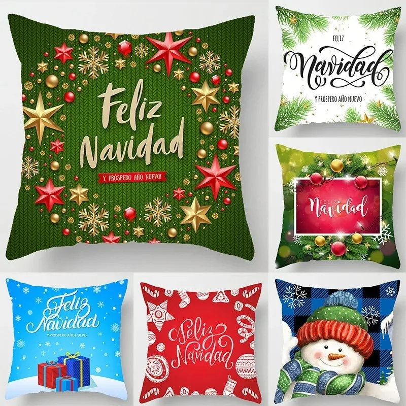 Christmas Themed Pillowcases Car Accessories Office Santa Claus Living Room Sofa Christmas Pillowcases