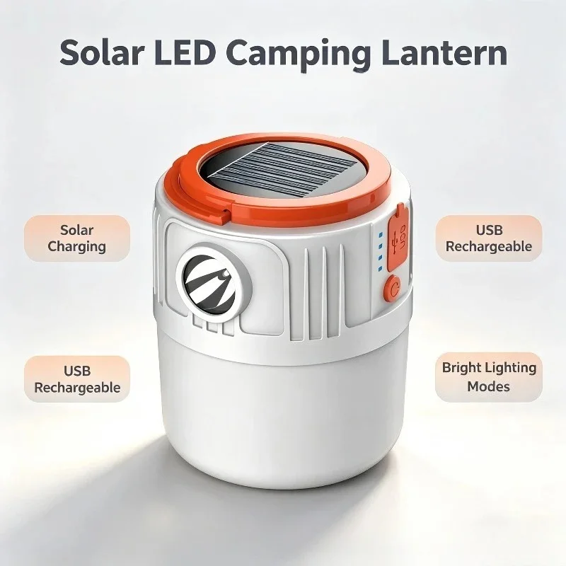 SMILING SHARK Outdoor Camping Lantern Solar USB Rechargeable Tent Light Hanging Hook Powerful Emergency Lighting Auto Repair Use