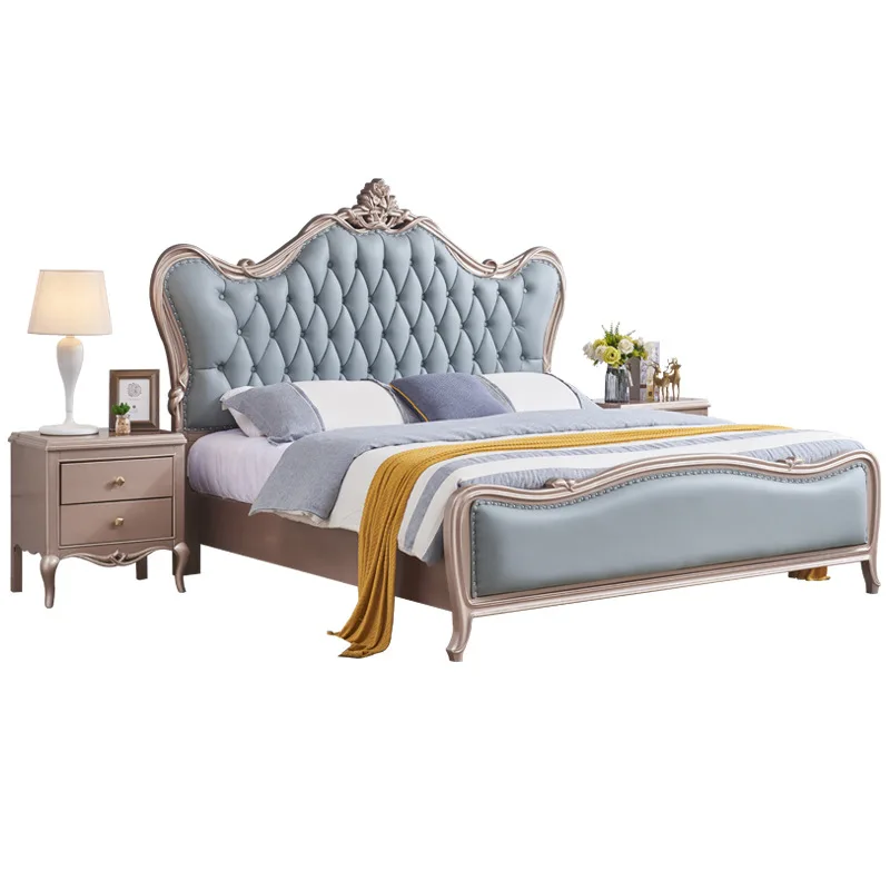 

European solid wood bed, double master bedroom American light luxury bed