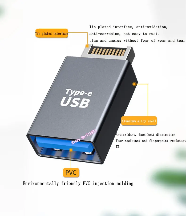 Mâle femelle Usb3.0 type-c Type E adaptateur connecteur type-e vers Usb C 3.0 connecteur de charge de données adaptateur Type C E prise jack Usb
