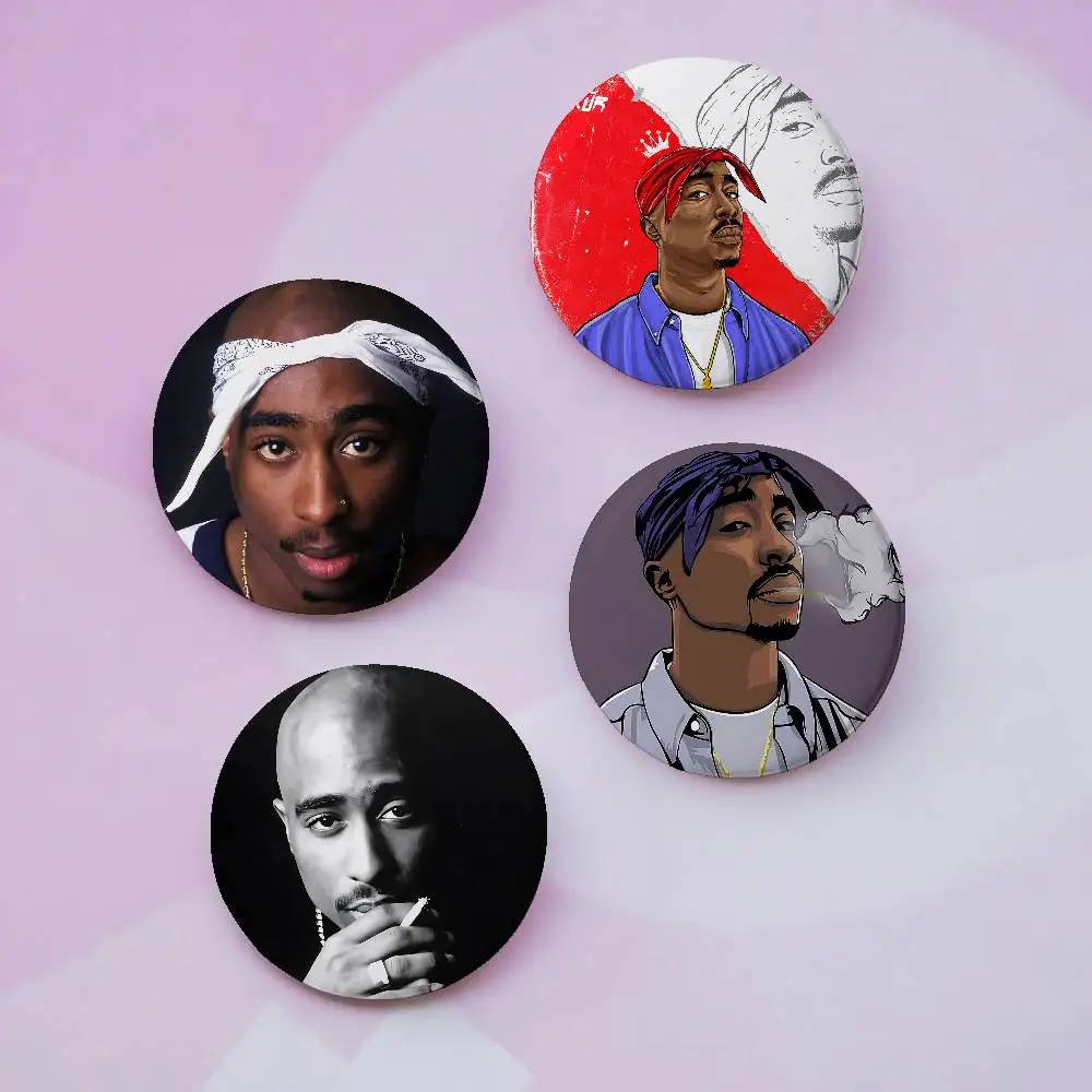 Singer T-Tupac A-Amaru S-Shakur Brooches Stylish Ornament Pins Exquisite Round Badge Bag Accessories Jewelry Gifts