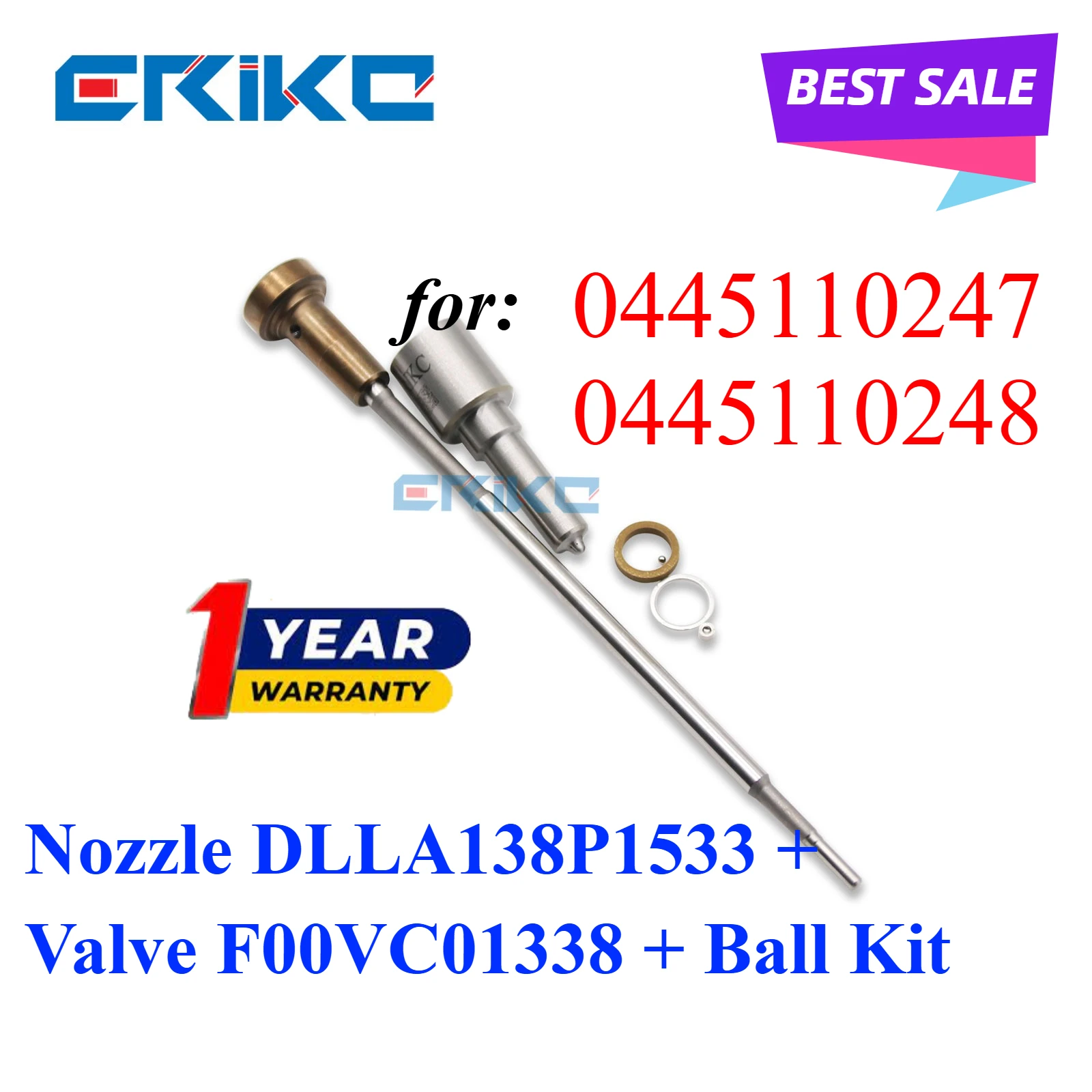 

0445110247 0445110248 Fuel Injector Nozzle DLLA138P1533 Valve F00VC01338 Repair Kit For HYUNDAI IVECO 504380470 504088823
