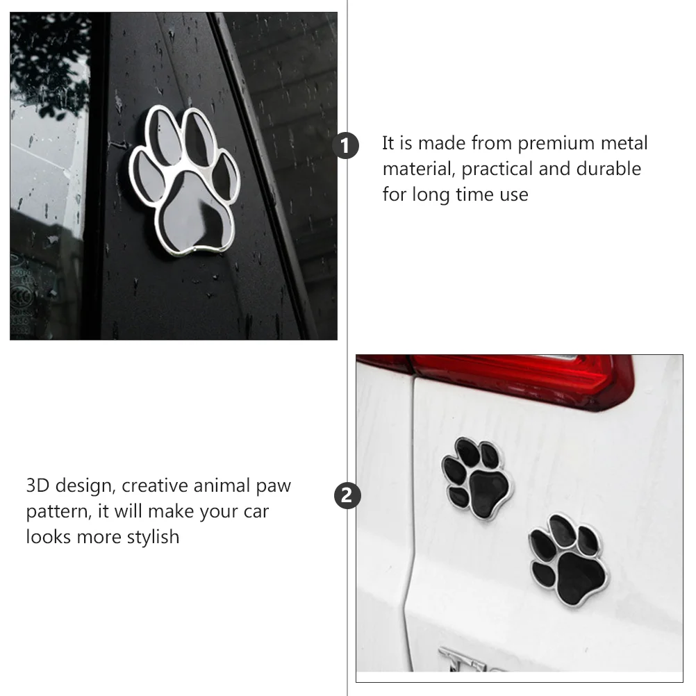 Car Stickers Footprint Metal Dog Paw Truck Decals for Zinc Alloy Auto Decoration