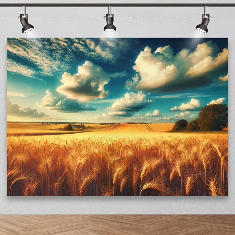 2D-Hintergrund, 1 Stück – Fotografie-Hintergrundstoff „Goldener Weizenfeld“ für Fotostudios mit Naturthemen