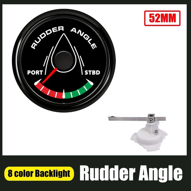 

52MM Boat Marine Rudder Angle Indicator 0-190 Ohm With Rudder 8 Color Backlight 12V/24V