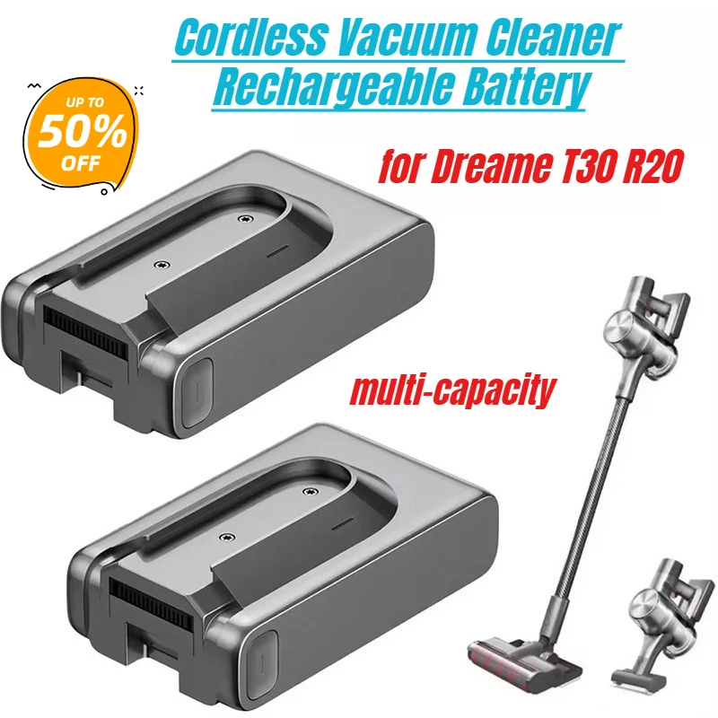 

5000mAh for Dreame T30 R20 Cordless Vacuum Cleaner Rechargeable Removable Cordless Extra Battery