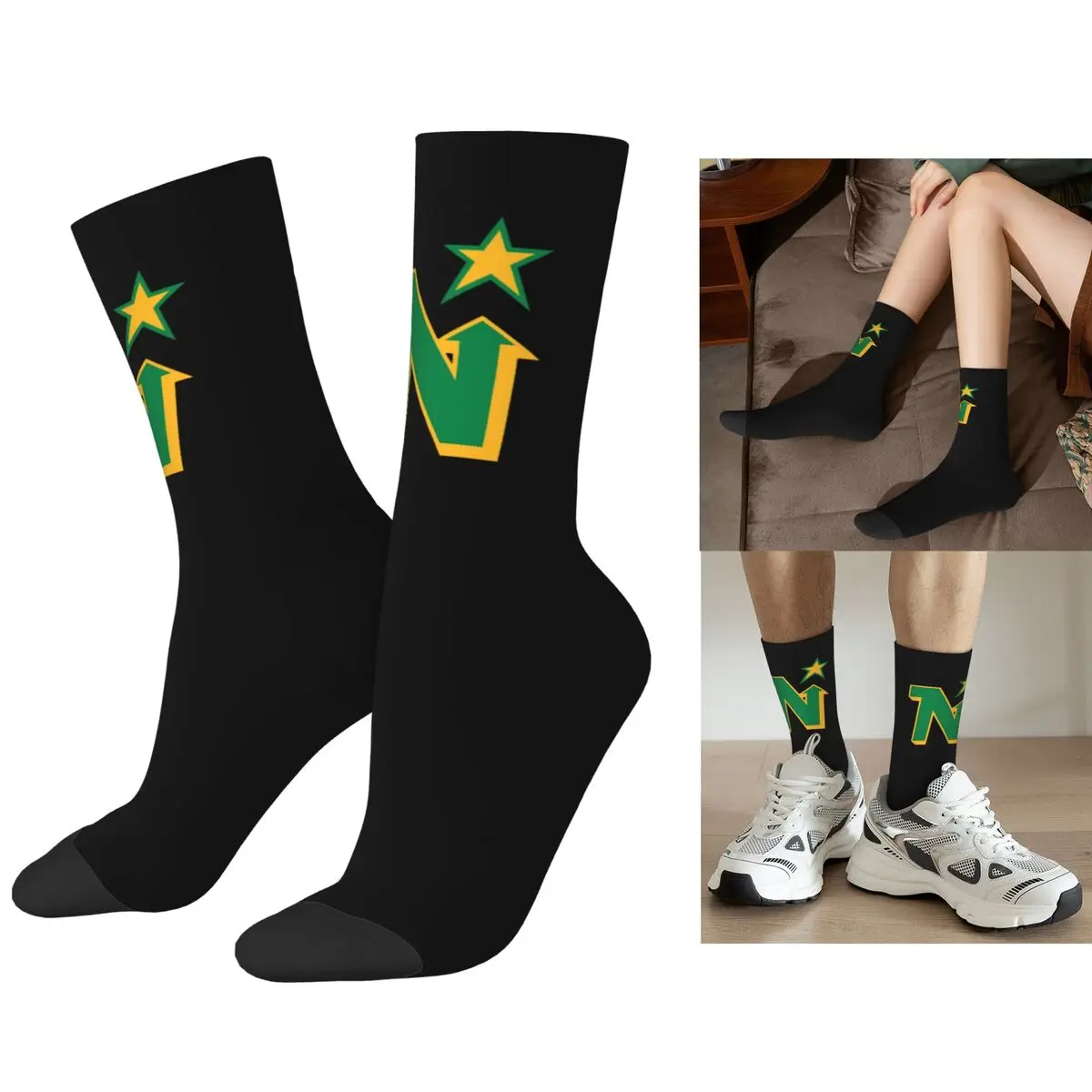 

Defunct Hockey Team Minnesota North Stars Socks Harajuku High Quality Stockings All Season Long Socks Accessories for Unisex