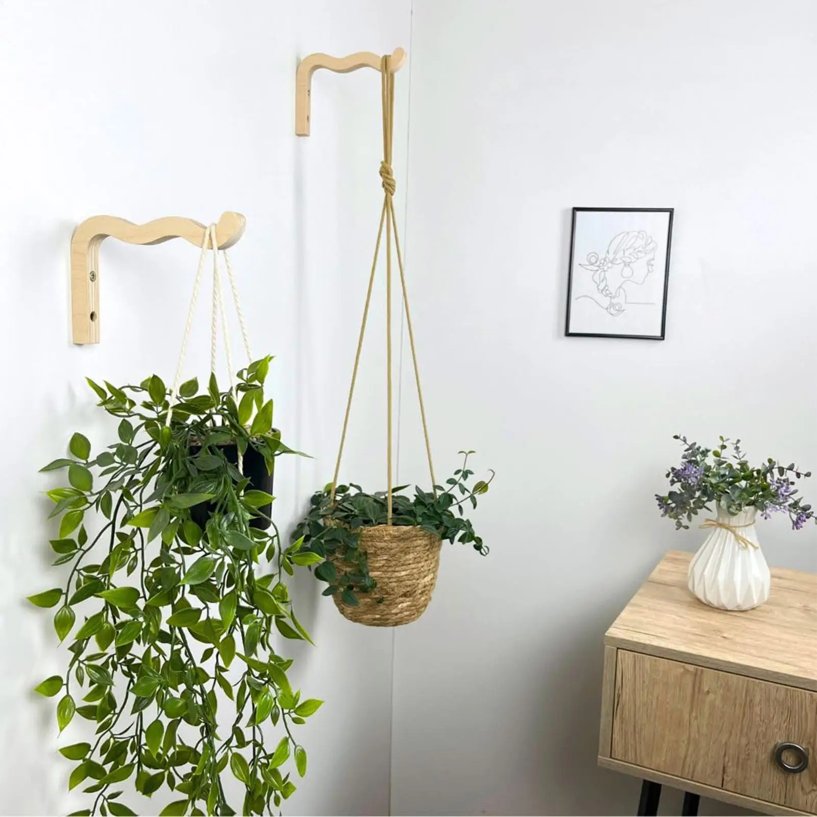 Wood Plant Hanger Plant Hooks for Flower Baskets Plant Hangers Hook Plant Bracket Hook for Wall Plant Wind Chimes Flower